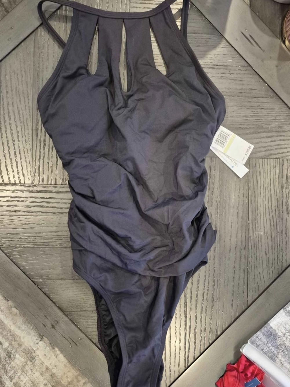Womans Black One-Piece Swimsuit with Keyhole Front
